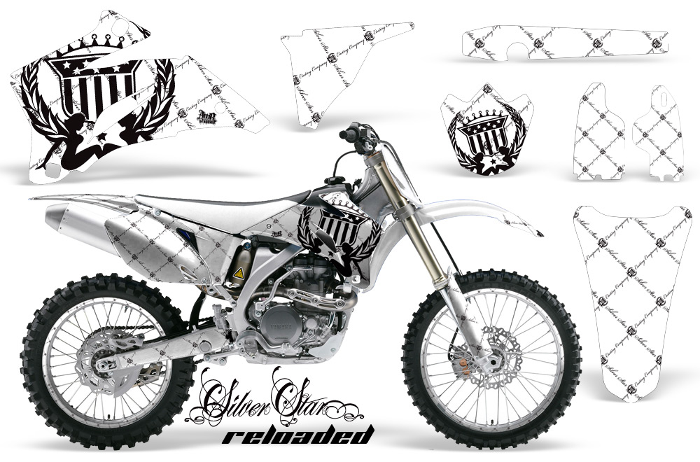 Yamaha YZ 250F 450F 02-09 Graphics Kit Reloaded Black WHITEBG NPs